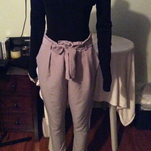 Gray Tie-front Bottoms